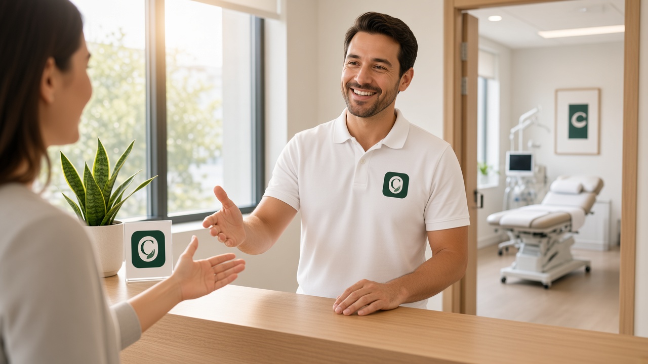 Recepción de una clínica de fisioterapia en Córdoba